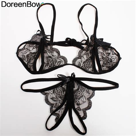 Doreenbow Spandex Fabric Bralette Sexy Bra Panties Set Women Lace