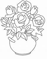 Bloemen Vaas Rozen Natuur Downloaden Uitprinten Borduren sketch template