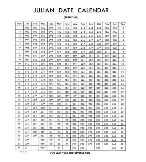 printable julian date calendar customize  print