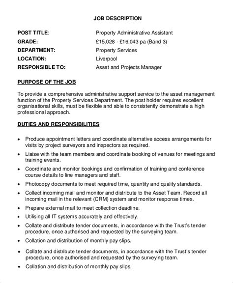 Administrative Assistant Job Description Sample Pdf Free