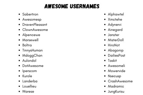 awesome usernames  creative  unique usernames ideas