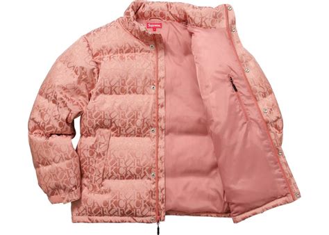 supreme fuck jacquard puffy jacket pink fall winter 2017