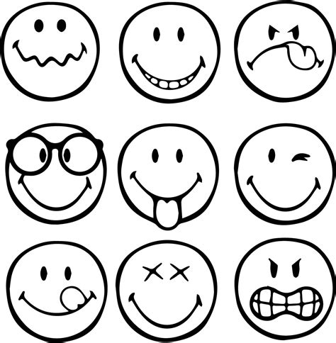 nice  graphical emoticons smiley coloring page stick figure