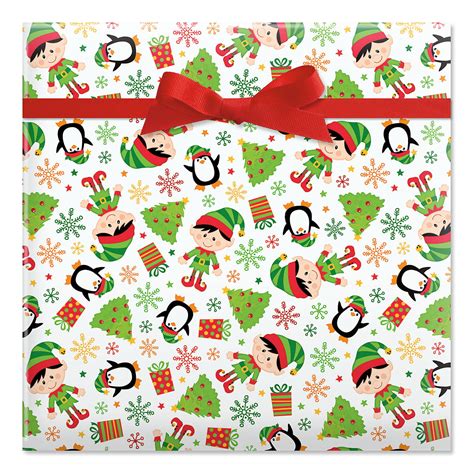 Elves Christmas Rolled T Wrap 1 Giant Roll 23 Inches Wide By 32