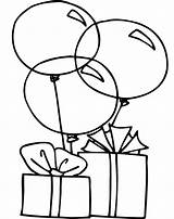 Coloring Pages Balloons Present Birthday Color sketch template