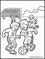 Coloring Soccer Pages Playing Kids Play Football Colouring Child Comments sketch template