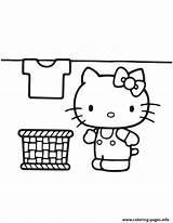 Kitty Coloring Laundry Hello Doing Pages Printable sketch template