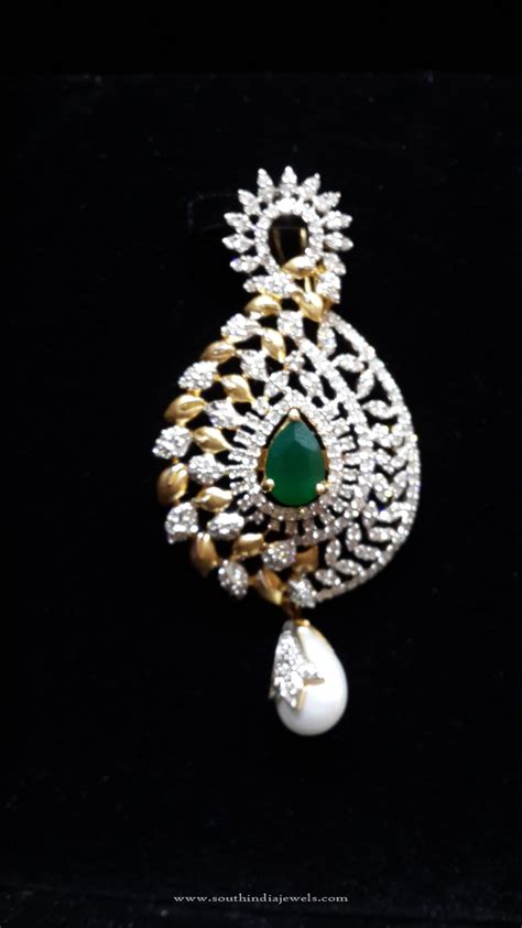 designer gold diamond pendant south india jewels