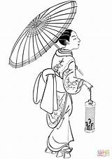 Japonesa Supercoloring Rp Linterna Paraguas Kimono Pve Twintania Japonia Kolorowanka Drukuj sketch template