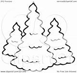 Coloring Three Clipart Outline Illustration Evergreens Royalty Visekart Evergreen Rf Trees Background Library Popular sketch template