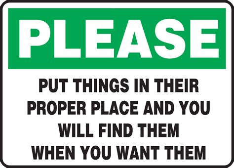 put    proper place safety sign mhsk