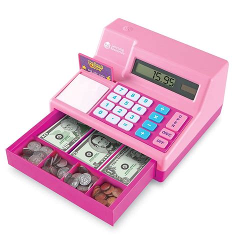 pretend play calculator cash register classic counting toy  pieces ages  pink learning