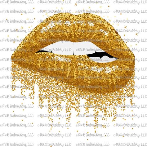 Sublimation Transfer Only Gold Glitter Lips Dripping Etsy