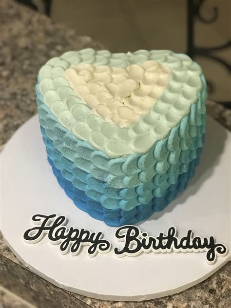 Blue Ombré Heart Shaped Cake Birthday Cake Girls Birthday Cakes Happy