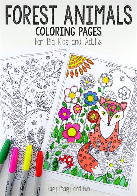 forest animals coloring pages easy peasy  fun