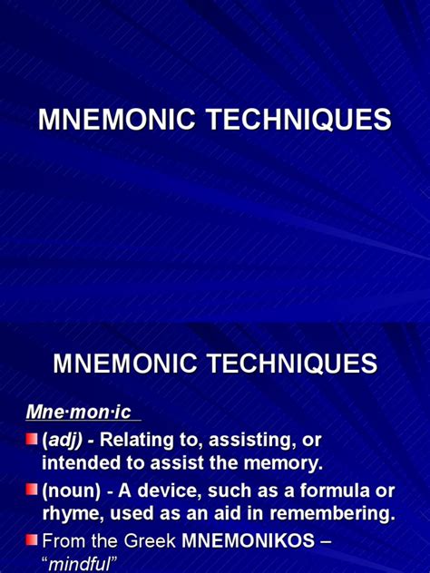 mnemonic techniques mnemonic limbic system