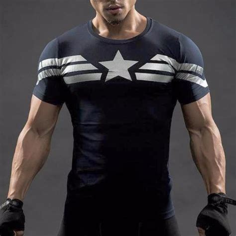 captain america dry fit shirt gym super heroes