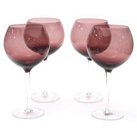 Certified International Glass Stemware Amethyst Red Wine Glasses Set