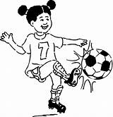 Playing Football Outline Girl Clip Clipart Soccer Clker Large sketch template