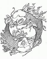 Koi Coy Kleurplaten Yin Geisha Coloringhome Honeysuckle sketch template