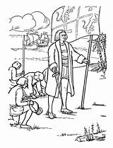 Columbus Coloring Pages Christopher Arrival Sheet America Explorer Educate Kids sketch template