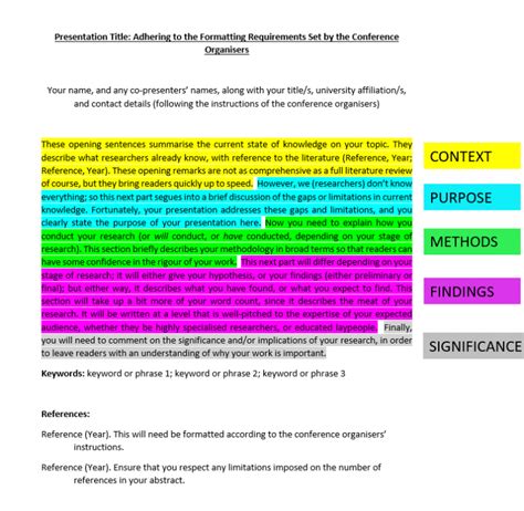 writing  conference abstract cheat sheet thesislink