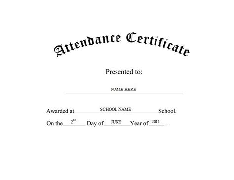 attendance certificate  templates clip art wording geographics