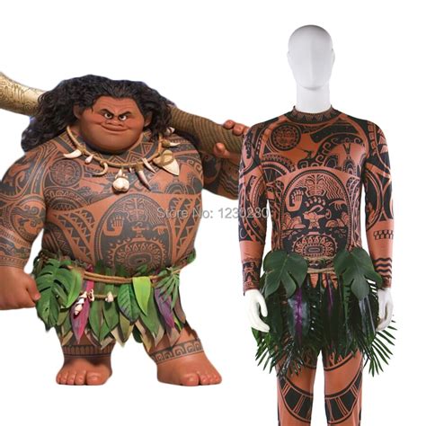 Moana Cosplay Costume Maui Spandex Costume Halloween Suit Movie Costume