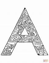 Letter Coloring Zentangle Pages Alphabet Printable Supercoloring Letters Adults Animals Kids Version sketch template
