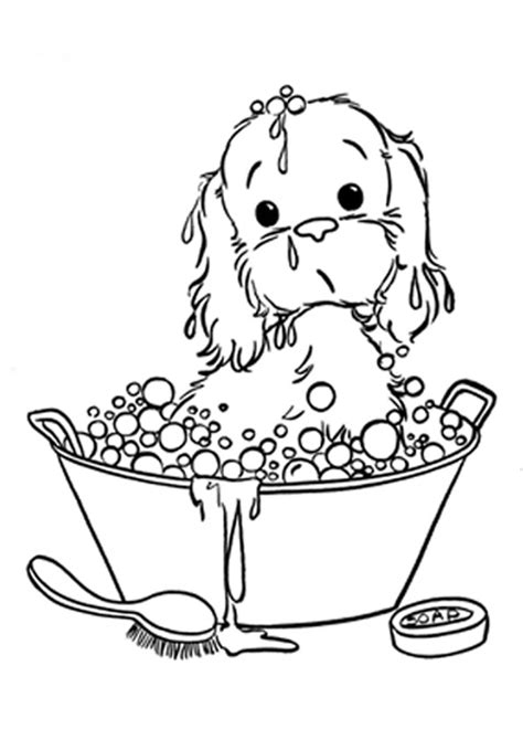coloring pages puppy   bath coloring pages