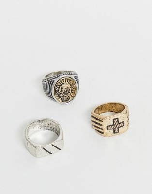 bershka set met  ringen  zilver en goud asos