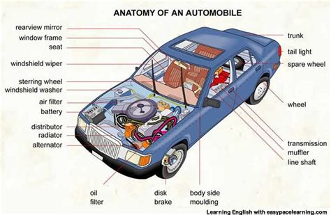 car parts vocabulary  pictures learning english