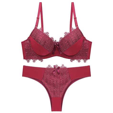 red sexy lace panty bra sets women underwear set adjusted straps 3 4