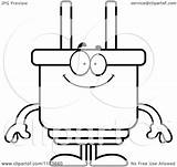 Plug Cartoon Electric Coloring Mascot Happy Clipart Cory Thoman Outlined Vector Surprised Royalty Clipartof sketch template