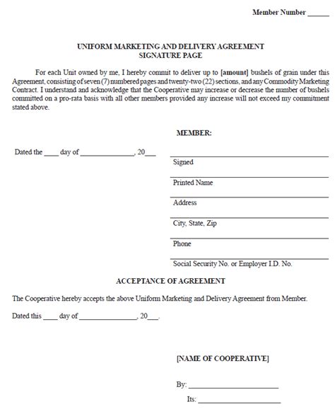membership agreement sample  printable documents agreement