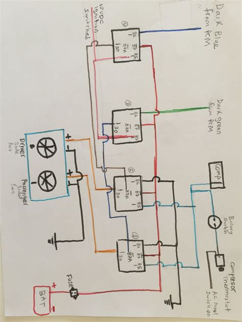 relay wiring diagram  dual fans wiring diagram  schematics