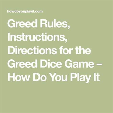 greed rules instructions directions   greed dice game    play  dice games