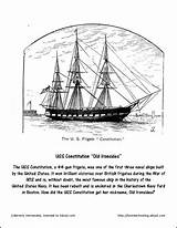 1812 Constitution Coloring Ship Worksheets Printable Old Ironsides Uss Worksheeto Via Choose Board War sketch template