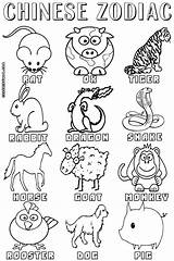 Zodiac Coloring Sign Pages Signs Chinese Year Animals Animal Print Kids Choose Board Years Crafts Drawings sketch template