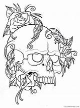 Skull Coloring Tattoo Pages Fang Coloring4free Drawing Sharp Printable Men Scary Reaper Grim Roses Getdrawings sketch template