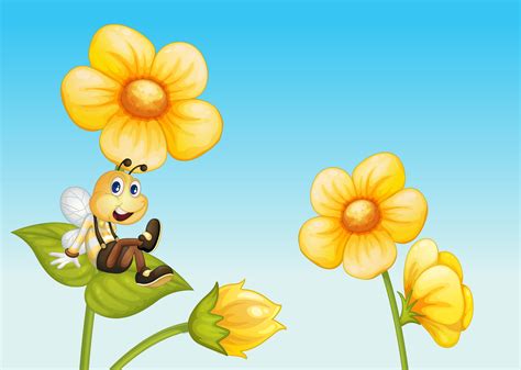 bee   flower  vector art  vecteezy