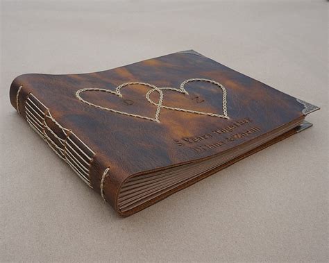 Personalized Leather Bound Photo Album Brown Leather Wedding Etsy