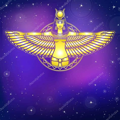 Animation Portrait Of The Ancient Egyptian Winged Goddess