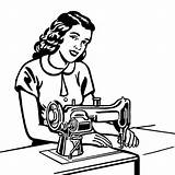 Sewing Machine Woman Tailor Clipart Illustration Drawing Using Dressmaker Vector Worker Getdrawings Getty sketch template