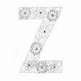Colouring Letter Floral Printable sketch template