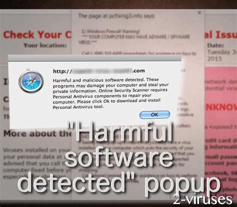 harmful software detected popup   remove dedicated  virusescom