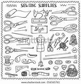 Sewing Needlework Doodle Retro sketch template