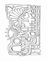 Coloring Printable Pages Quotes Swear Word Book Attitudes Grumpy Adult Color sketch template