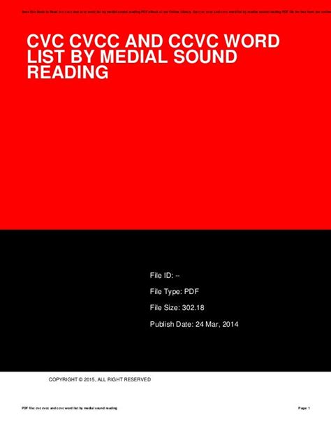 cvc cvcc  ccvc word list  medial sound reading