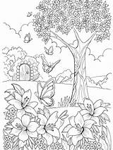 Coloring Pages Garden Mandala Adult Colouring Adults Book Utopia Butterfly sketch template